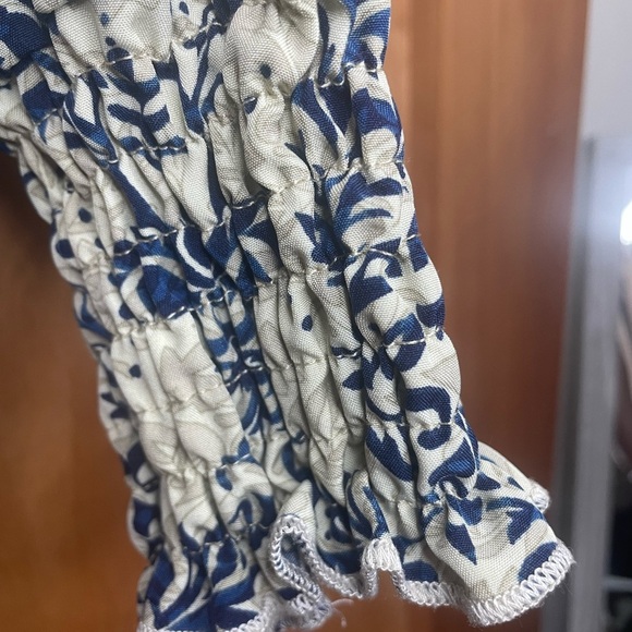 SHEIN Blue and Cream Patterned Button Down Shirt - Picture 5 of 12